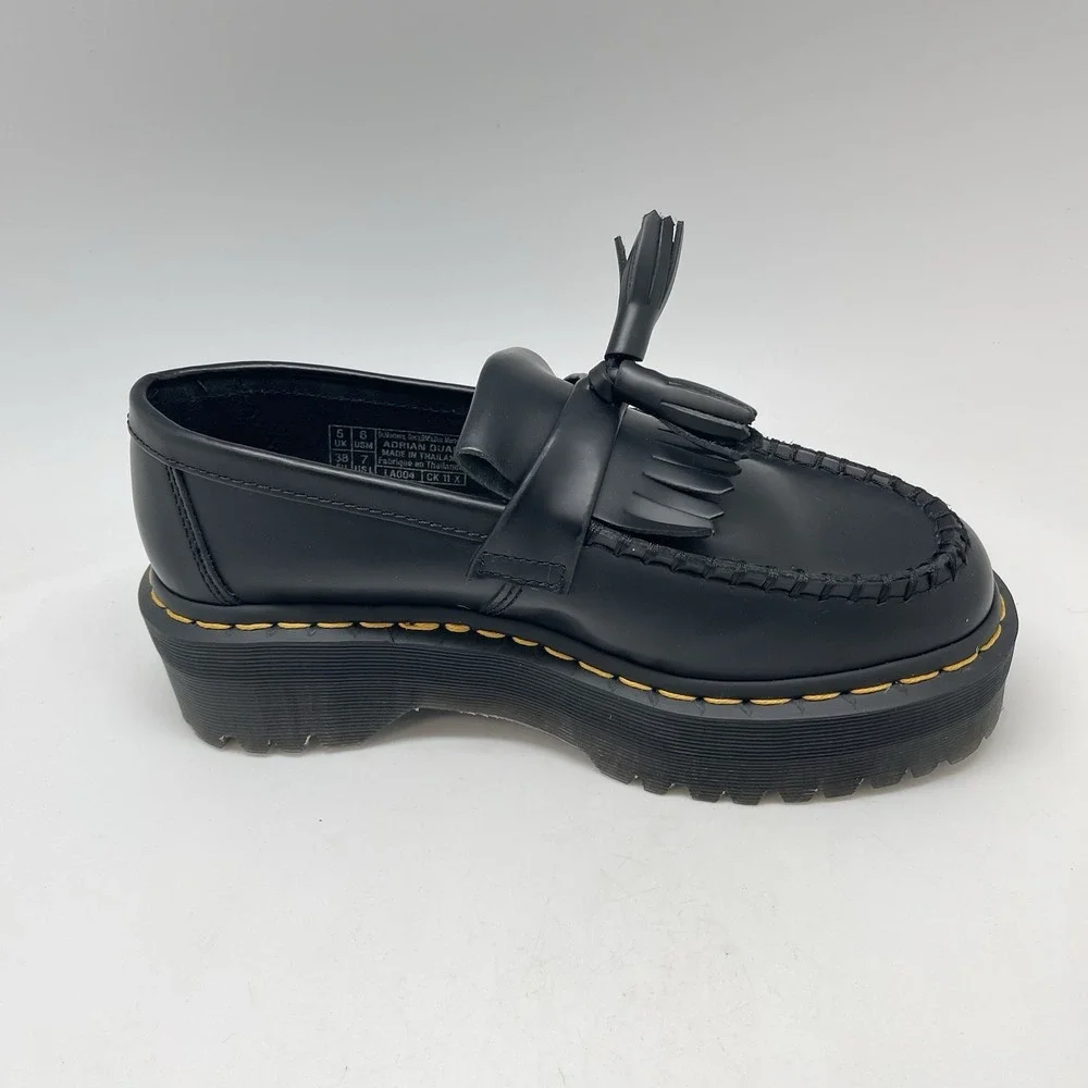 Dr Martens Adrian Quad Shoes‎ Mens 6 Womens 7 Black Leather Platform Tassle New